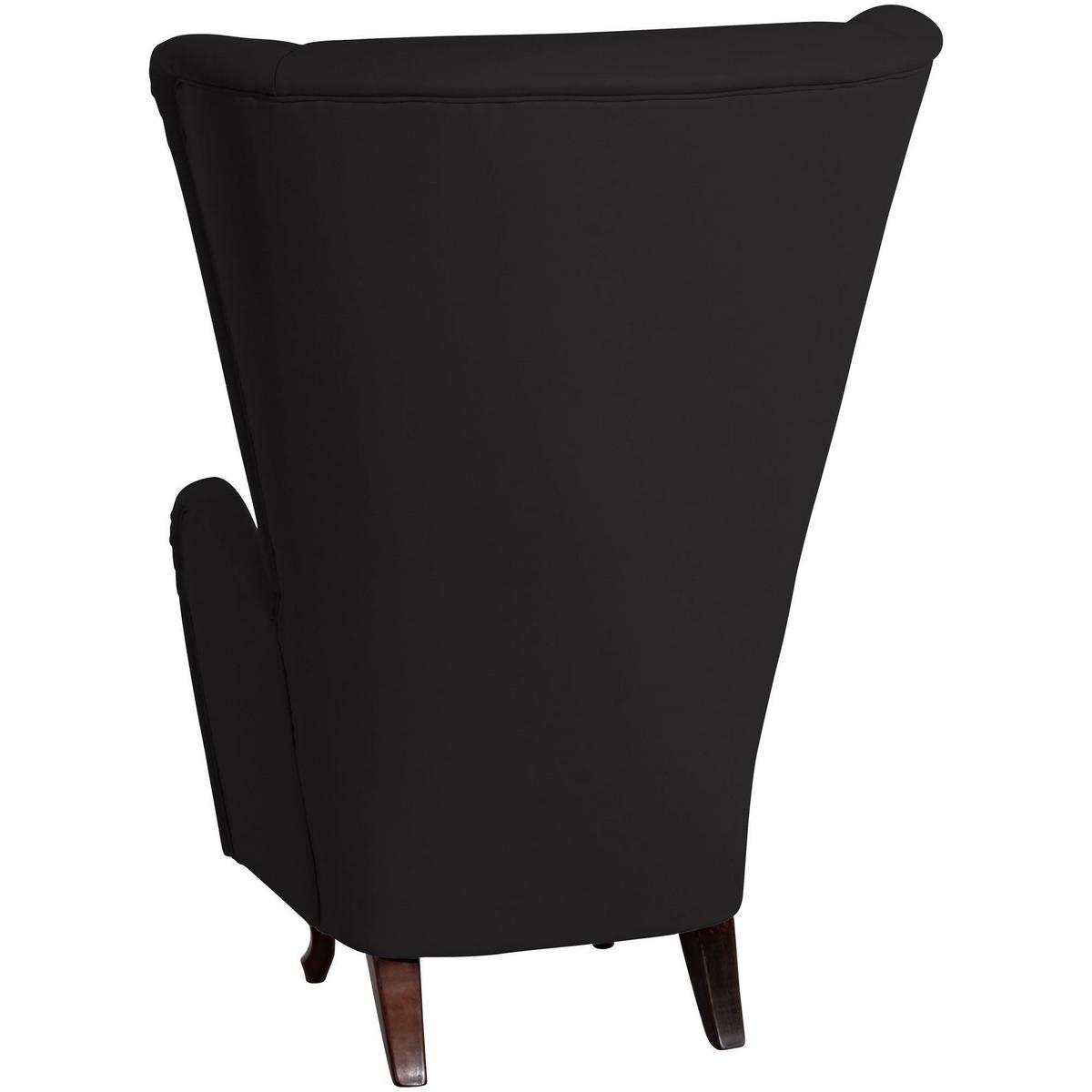 HOCHLEHNSESSEL Kailey Bezug Kunstleder Buche nussbaum dunkel / schwarz - Schwarz, Kunststoff (96/122/89cm) - 58aufmkessel