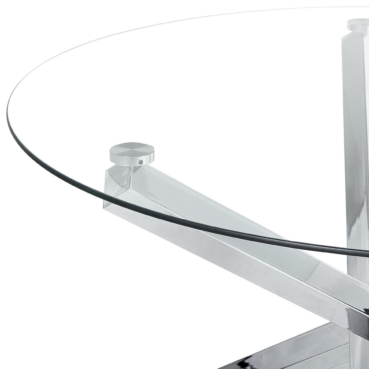 ESSTISCH mit runder Glasplatte Silber 110 cm Butler - Silberfarben, Metall (90/110/73cm) - Beliani