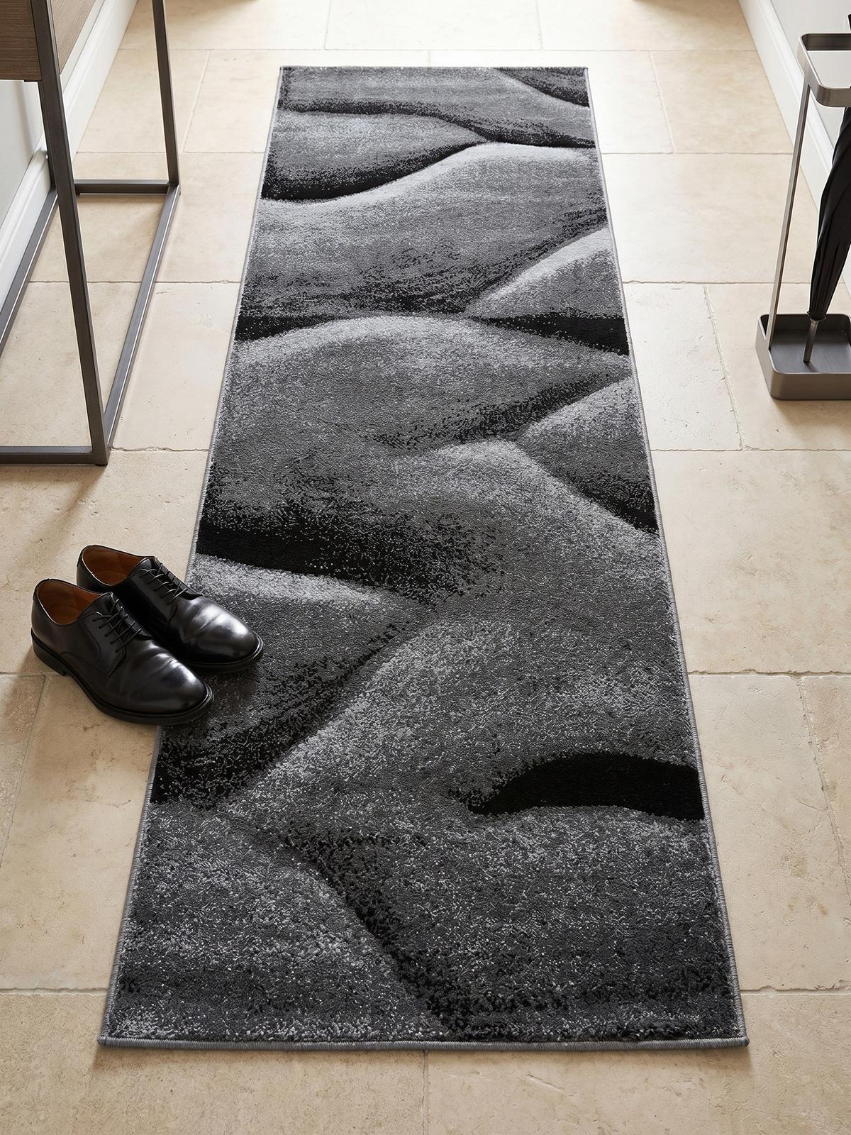 KURZFLORTEPPICH SOLDA, mit Farbverlauf, Schwarz, 80 x 150 cm - Schwarz, Textil (80/150cm) - KADIMA DESIGN