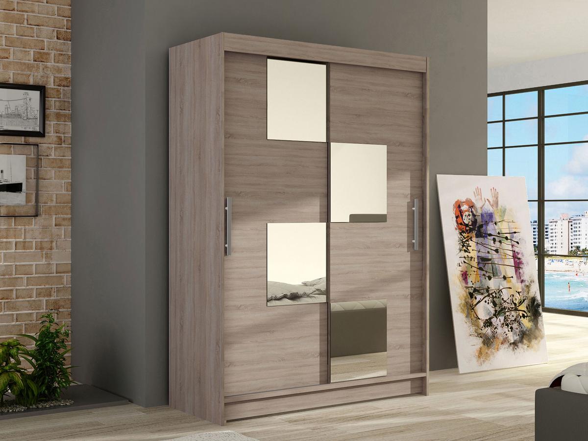 KLEIDERSCHRANK Miami III - Silberfarben/Trüffeleichefarben, Holzwerkstoff/Kunststoff (120/200/58cm) - MIRJAN24