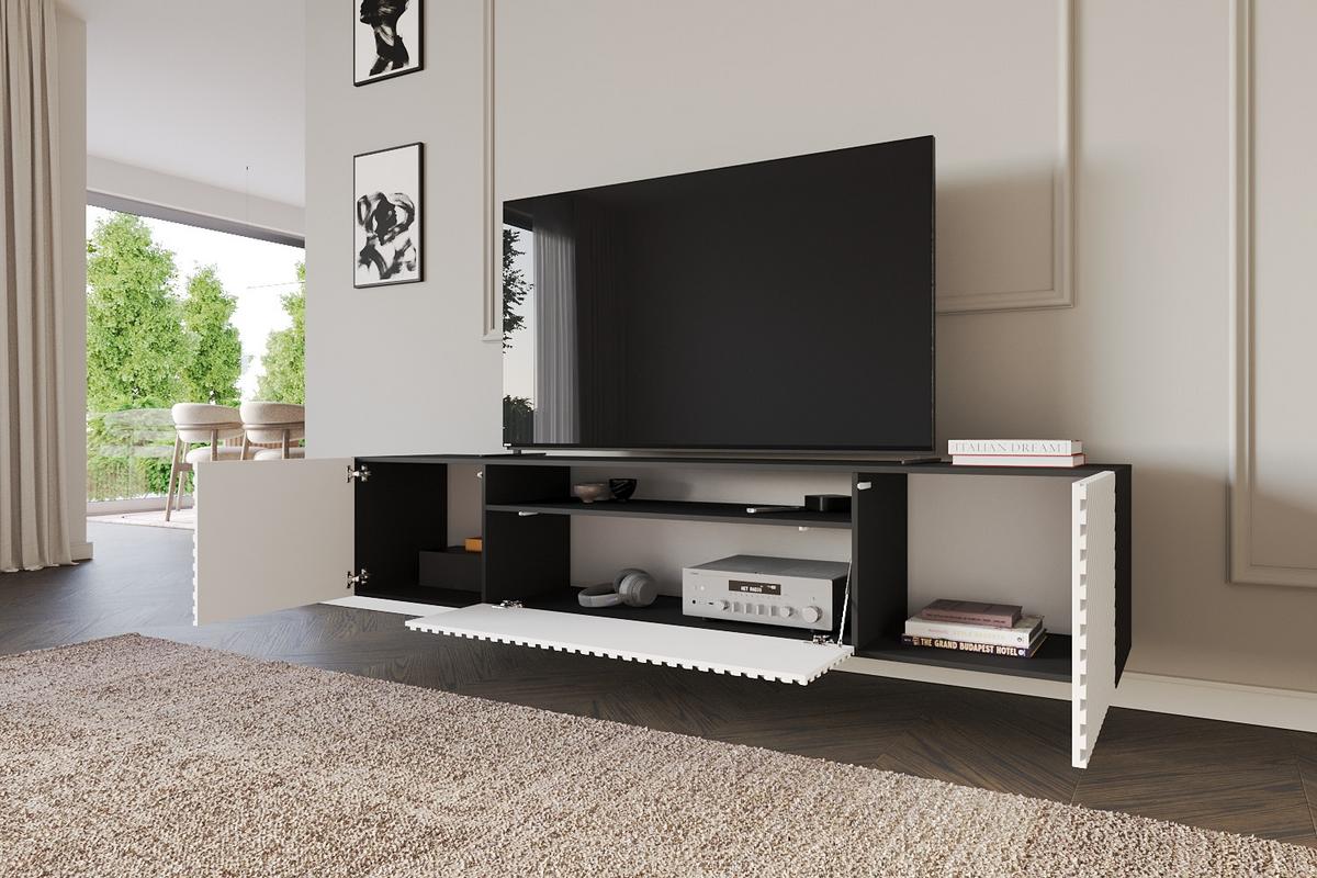 LOWBOARD ZENO-W 200x40x41 cm - Schwarz / Weiß - Weiß, Holzwerkstoff (200/40/41cm) - ALTDECOR