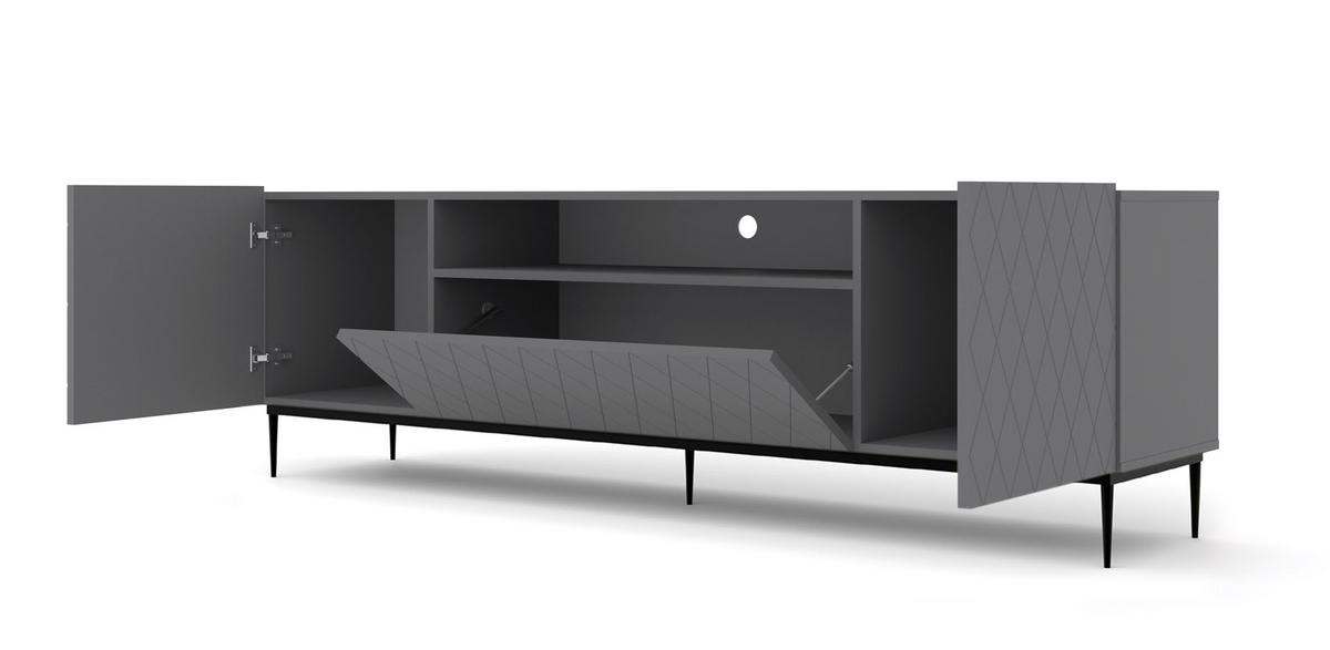 TV LOWBOARD Graphit, Schwarz 193/60/40 - Graphitfarben/Schwarz, Holzwerkstoff (193/60/40cm) - RAUMHIRSCH FURNITURE