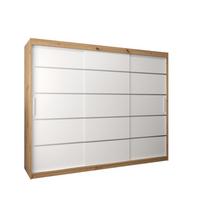 SCHWEBETÜRENSCHRANK 200/250/62 3-türig - Silberfarben/Weiß, Holz/Kunststoff (250/200/62cm) - MÖBEL KRYSPOL
