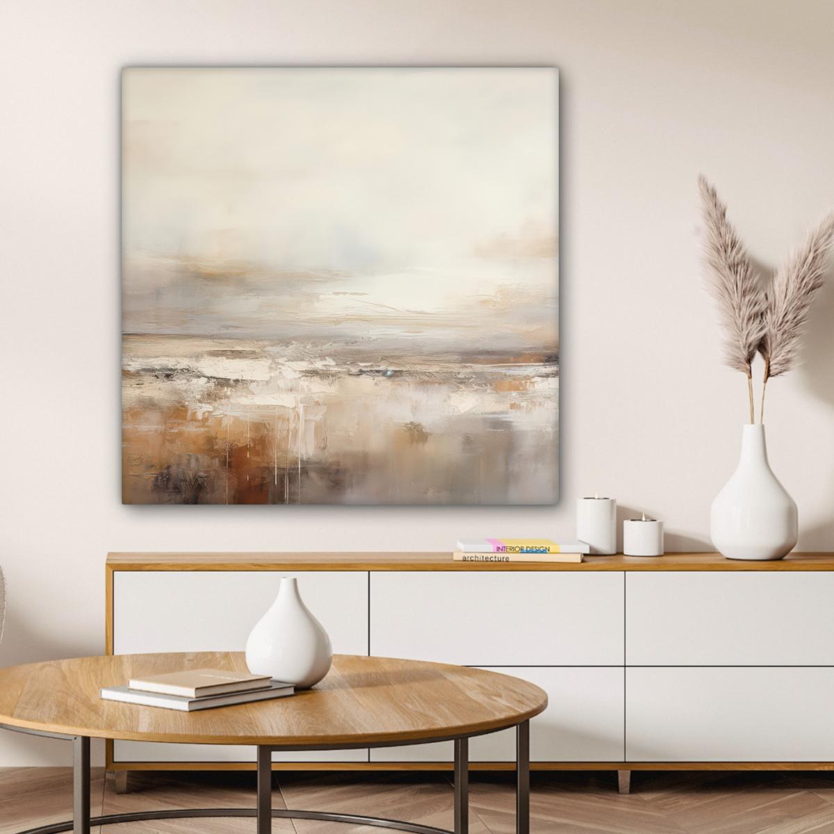 LEINWANDBILD Kunst - Industriell - Grau - Braun - Abstrakt Deko Groß 90x90 cm - Sandfarben, Textil (90/90cm) - MuchoWow