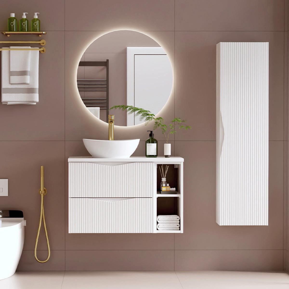 BADMÖBEL 80.6cm Tao 2er-Set Weiß - Weiß, Holzwerkstoff (80.6/52.2/46.5cm) - Petits-meubles