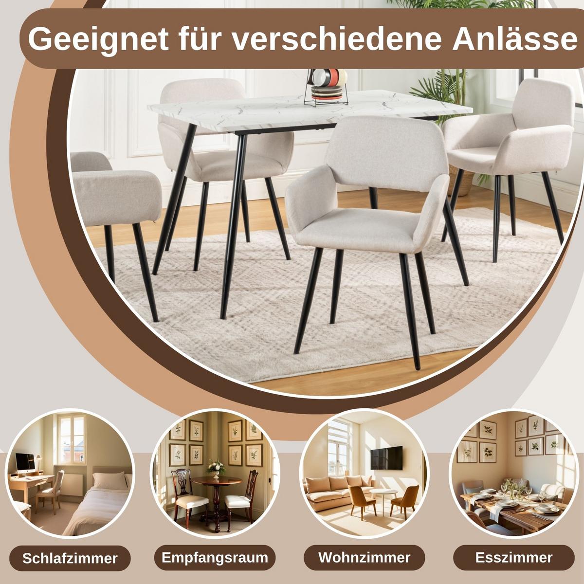ARMLEHNSTUHL-SET 2 Stück beige - Beige, Holzwerkstoff/Textil (56/77/53cm) - Urban Meuble