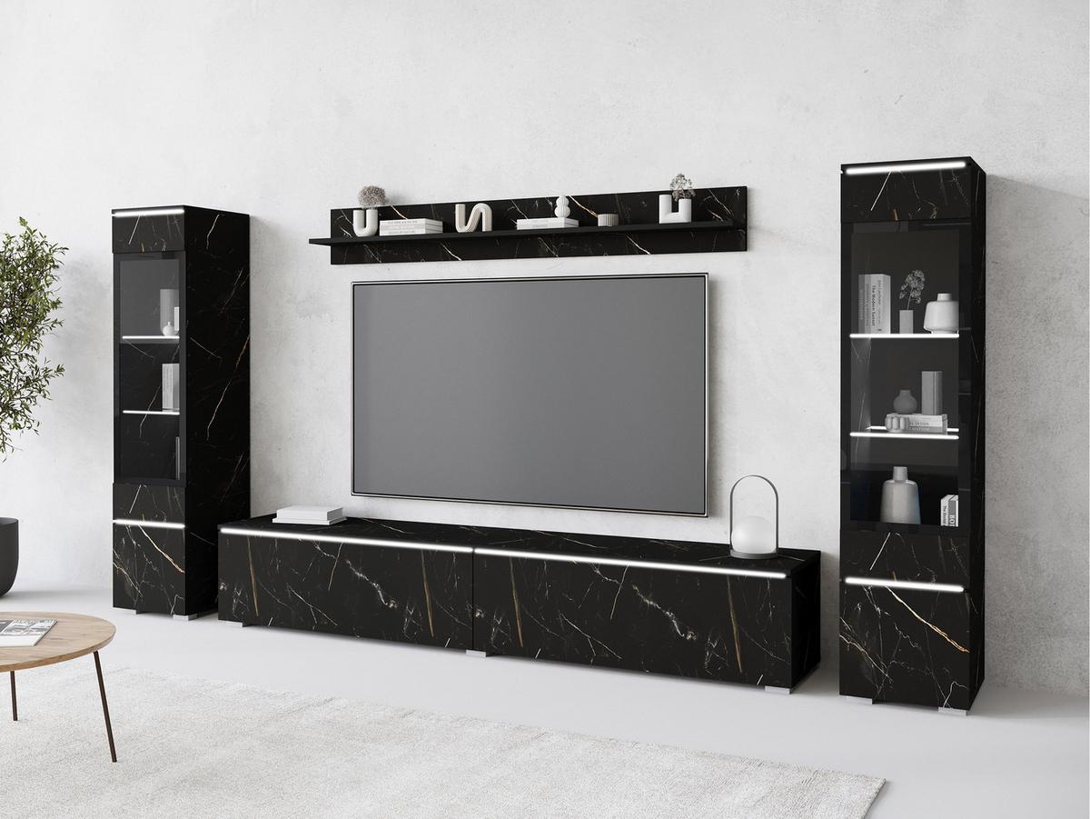 WOHNWAND Vera II mit weißer LED Beleuchtung - Braun, Holzwerkstoff (30/130/33cm) - MIRJAN24