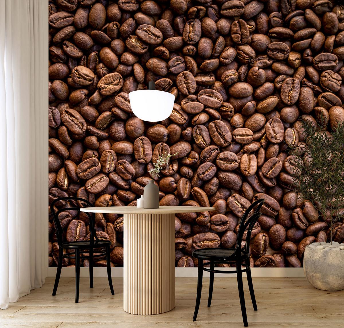 FOTOTAPETE für Esszimmer Kaffee Kaffeebohnen 3D 400x280 - Braun, Papier (400/280cm) - Muralo
