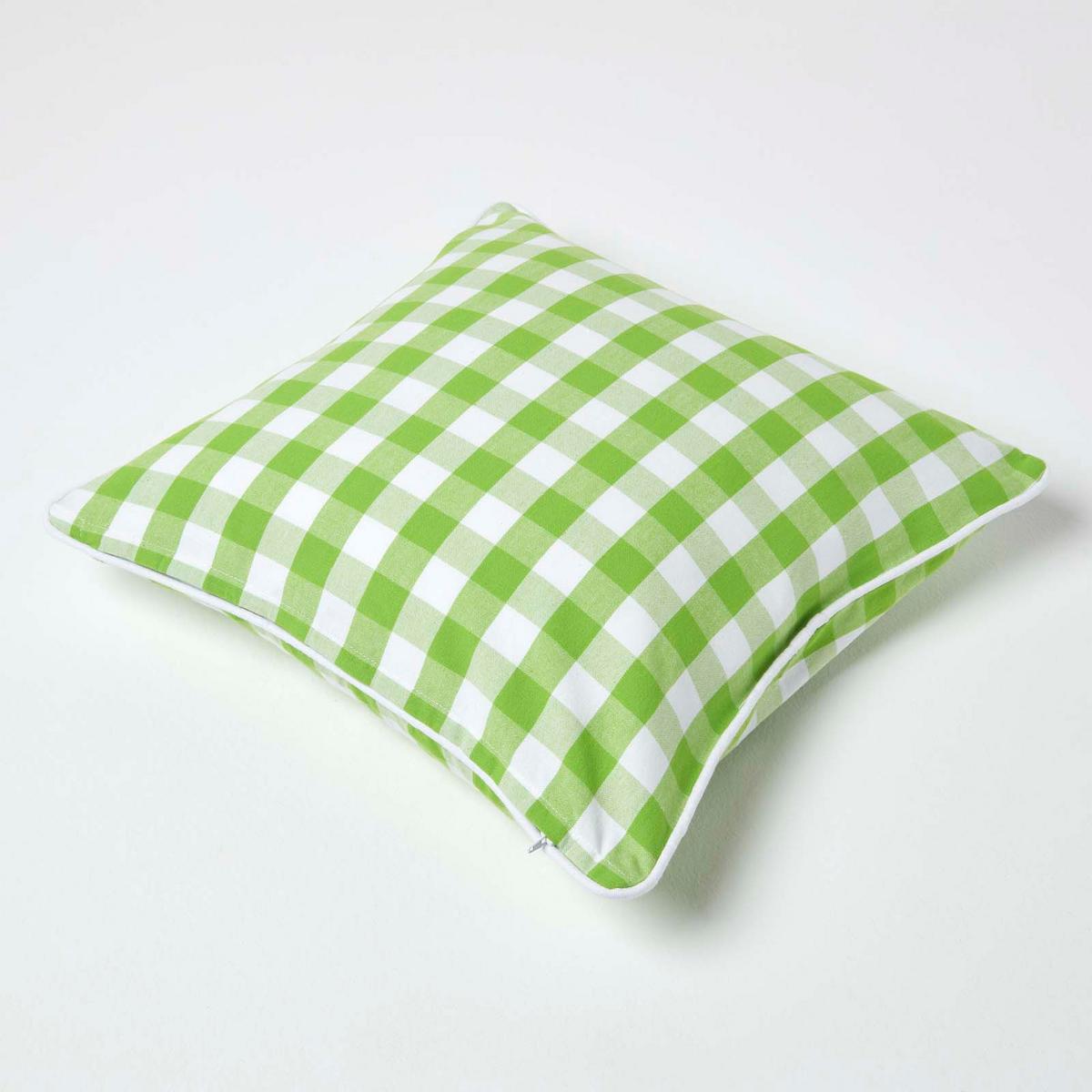 KISSENHÜLLE Karo-Muster 45/45 cm, 100% Baumwolle - Grün, Textil (45/45cm) - Homescapes