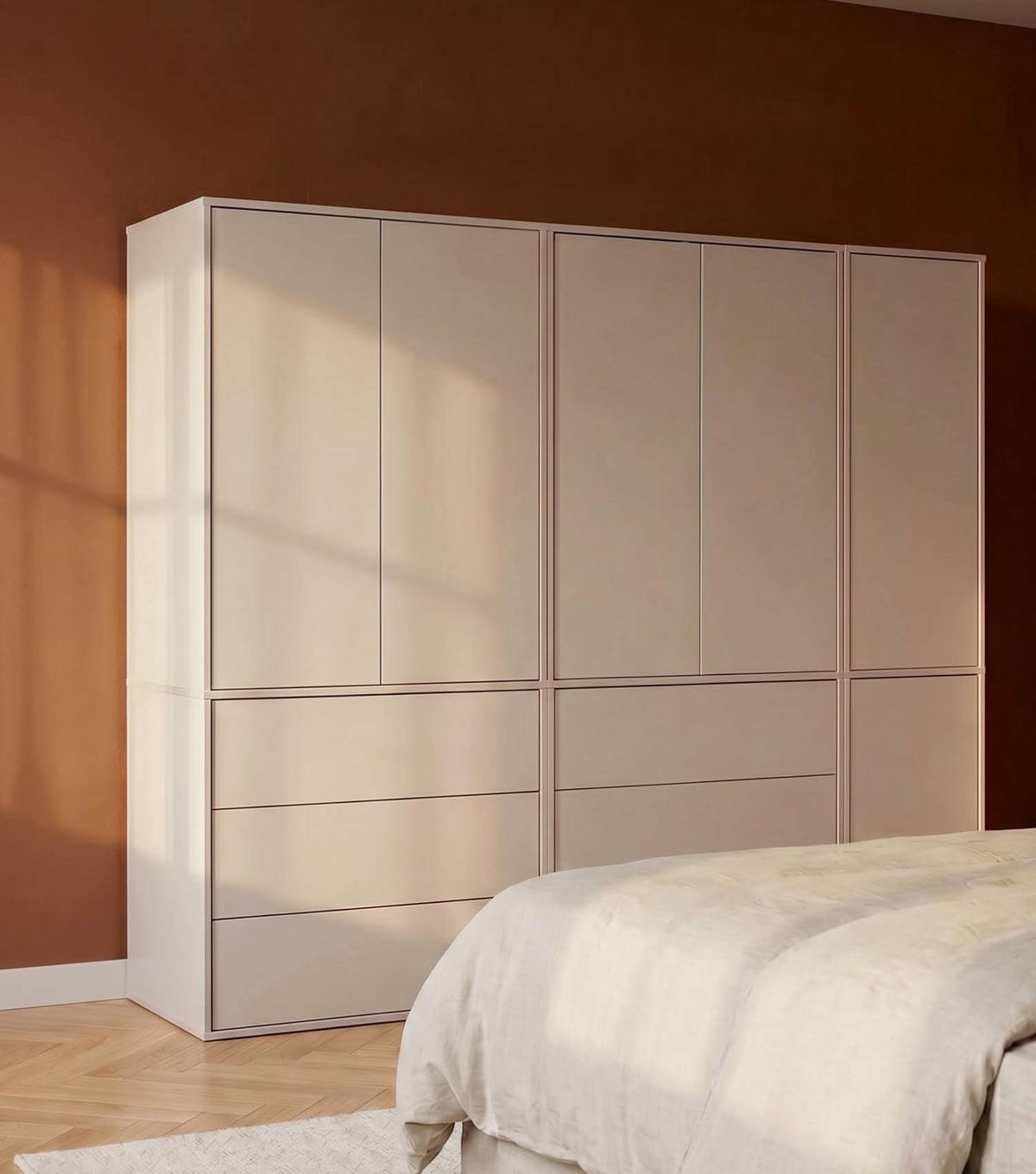 KLEIDERSCHRANK Robe - Beige, Holzwerkstoff (227/197/58cm) - Mokebo