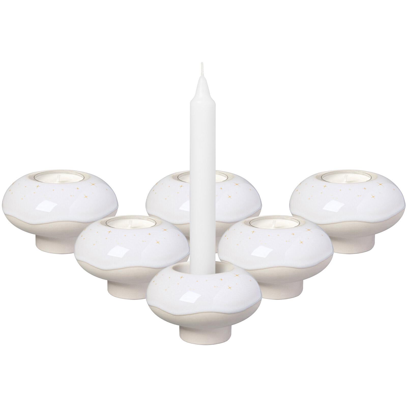 KERZENHALTER DONUT Winter Glow beige ø 9,1 cm 6er Set - Beige, Keramik (9.1/5.5/9.1cm) - like.Villeroy & Boch
