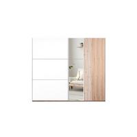 SCHWEBETÜRENSCHRANK ATROX 250/215/65 cm 2-türig mit Spiegel Weiß - Eiche Wotan/Weiß, Holzwerkstoff (250/215/65cm) - MASSENO