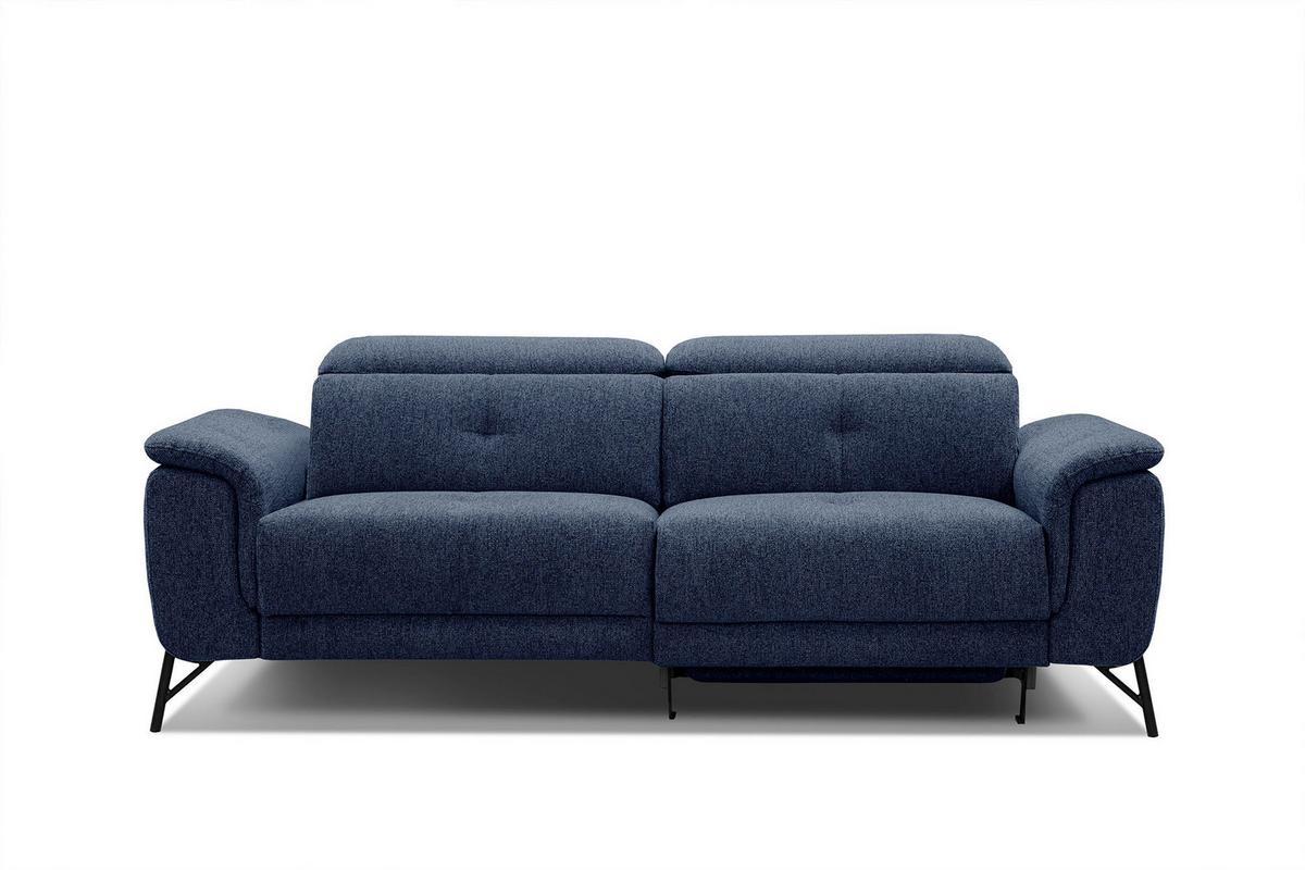 SOFA AVENA 3-Sitzer mit 1 Relaxfunktion, dunkelblau - Dunkelblau, Holzwerkstoff/Textil (204/80/108cm) - Wozimo