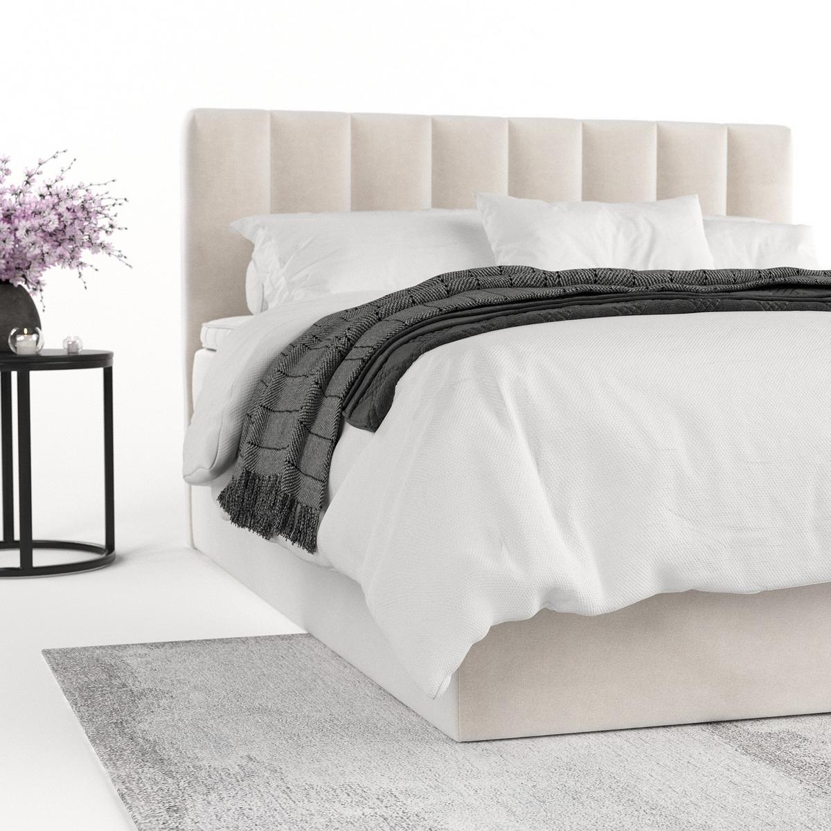 BOXBETT Lusso 180/200 cm Creme im Paros Stoff - Creme/Schwarz, Holz/Holzwerkstoff (180/200cm) - AltaBeds