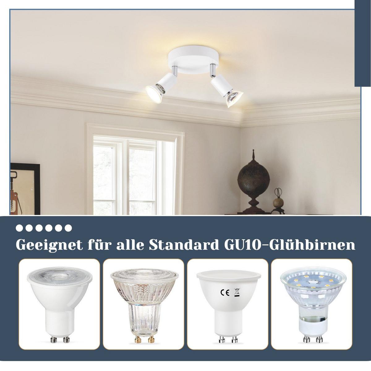 DECKENSTRAHLER Windsheim 2-flammig 12/12/10.4 cm - Weiß, Metall (12/12/10.4cm) - Nettlife