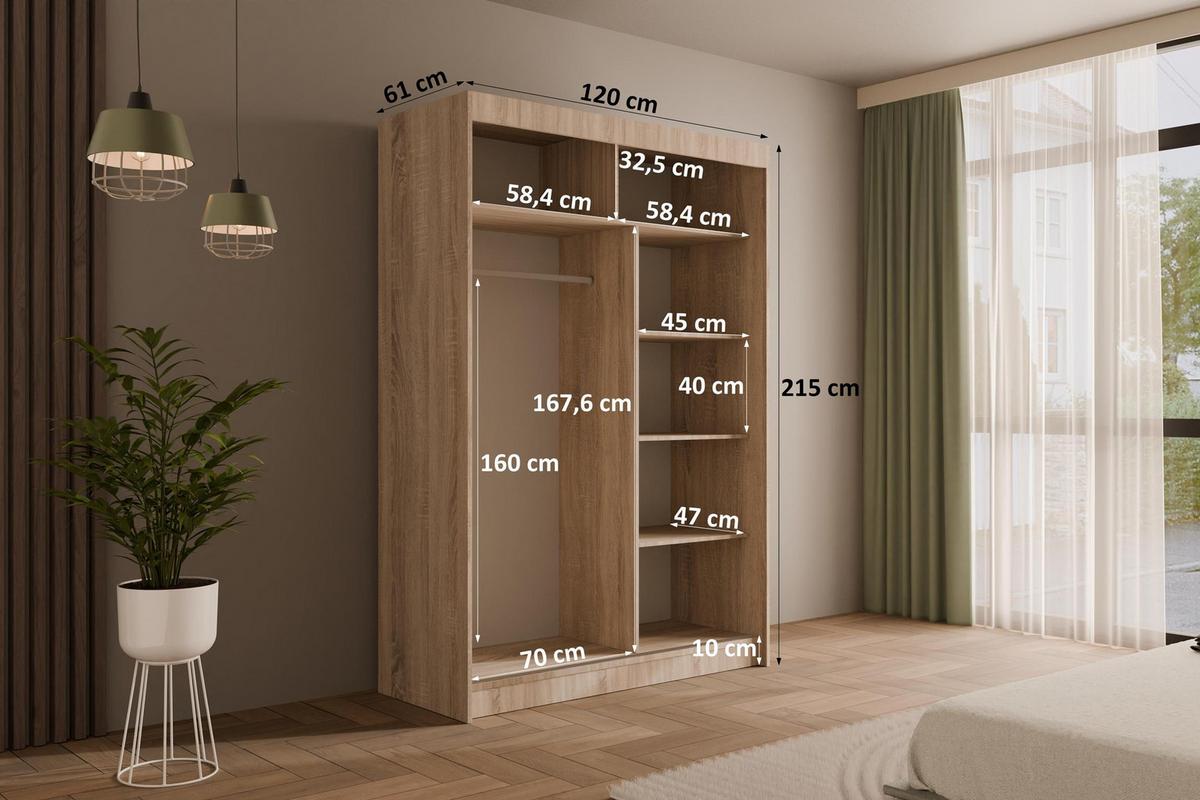 KLEIDERSCHRANK PAOKI - 120 cm - Sonoma Eiche - Sonoma Eiche, Holzwerkstoff (120/215/61cm) - ALTDECOR