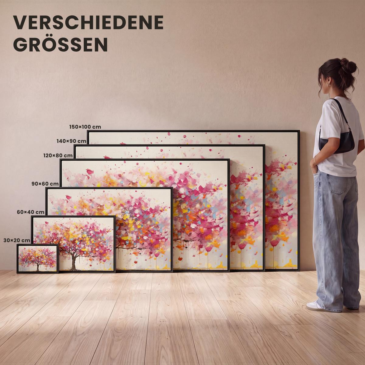 LEINWAND Bilder mit Rahmen - Aquarell - Baum - Kunst - Abstrakt - 30x20 - Multicolor, Textil (30/20cm) - MuchoWow