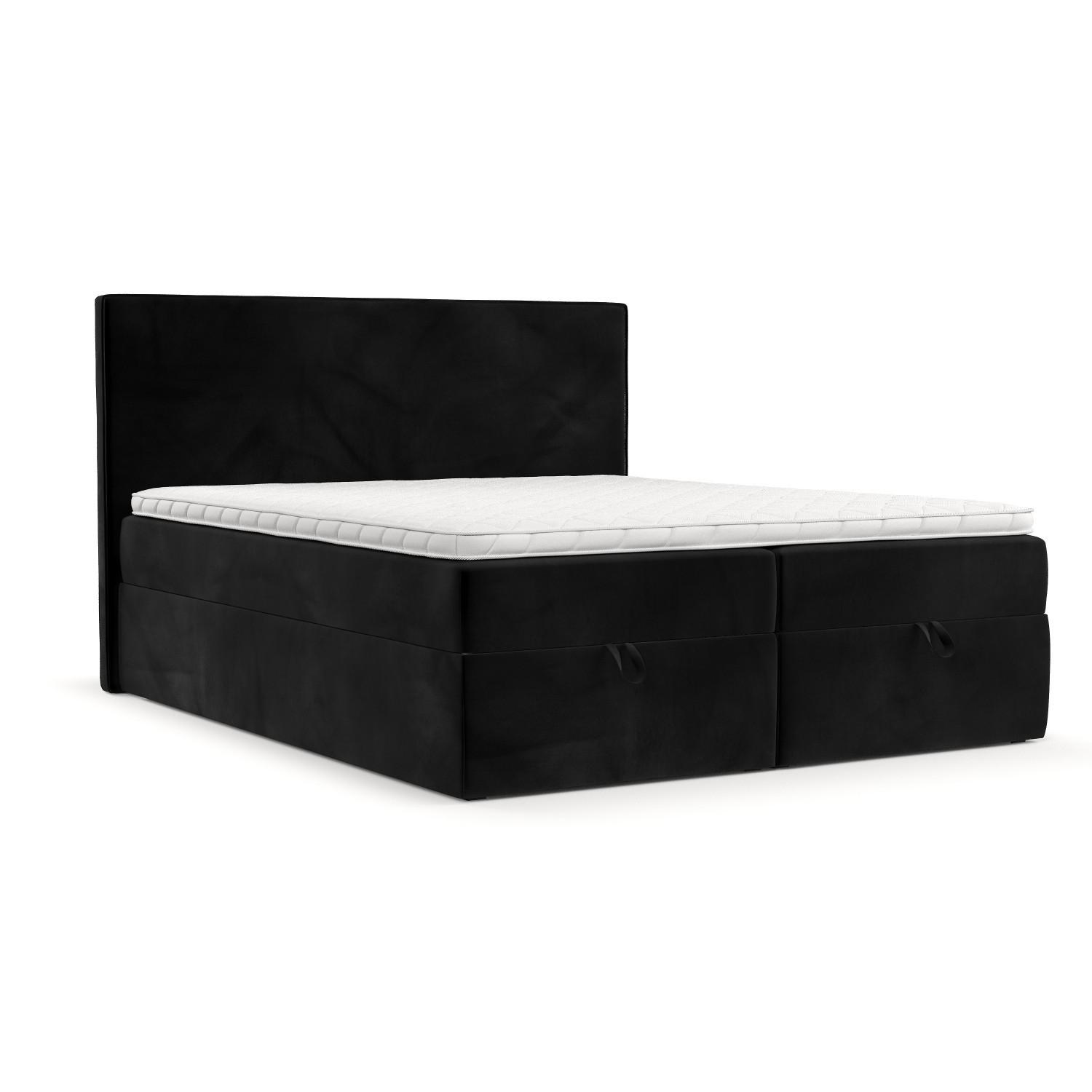 BOXBETT Velma 140/200 cm Schwarz im Kronos Stoff - Schwarz, Holz/Holzwerkstoff (140/200cm) - AltaBeds