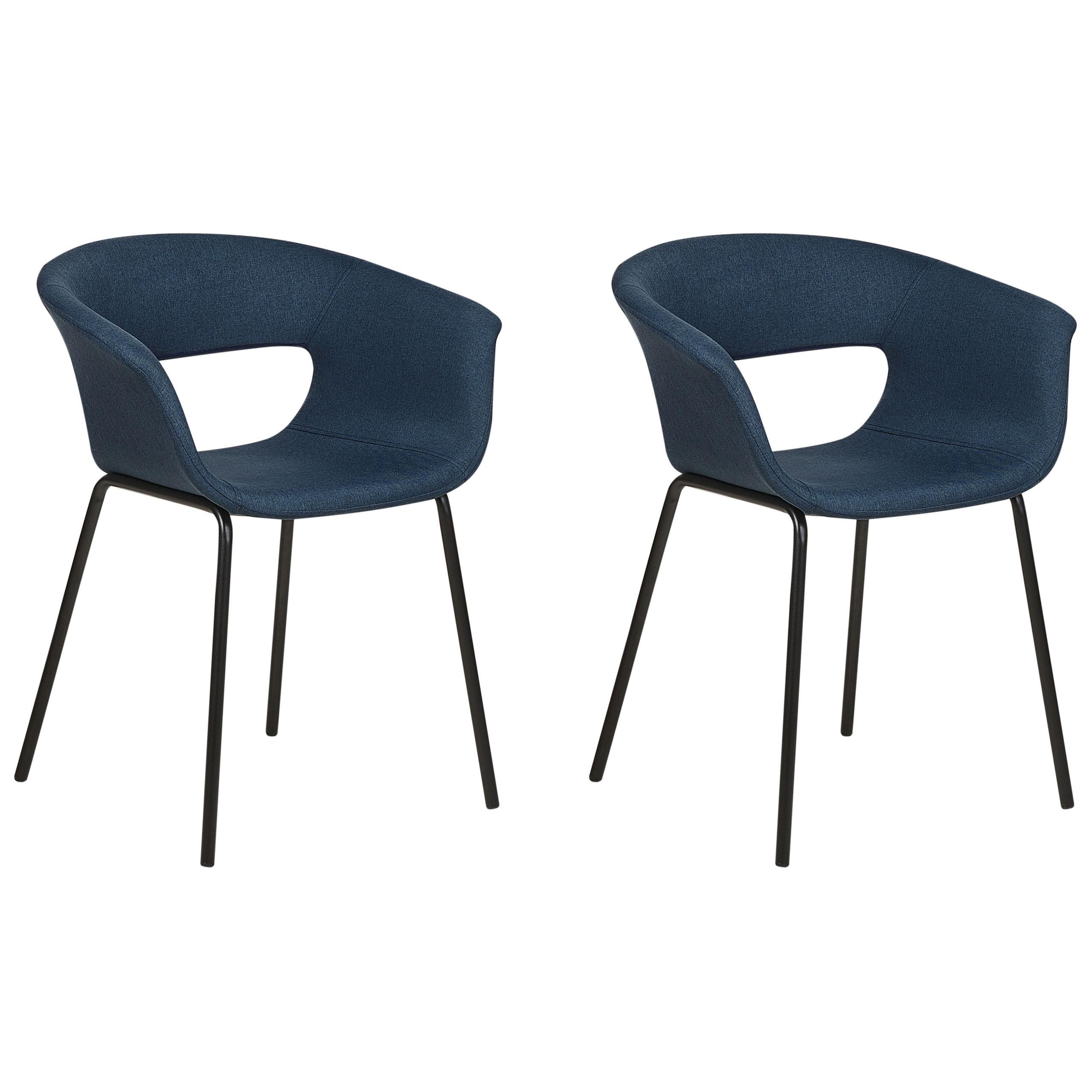 ESSZIMMERSTUHL 2er-Set Stoff dunkelblau/schwarz Elma - Blau/Schwarz, Textil (63/76/50cm) - Beliani