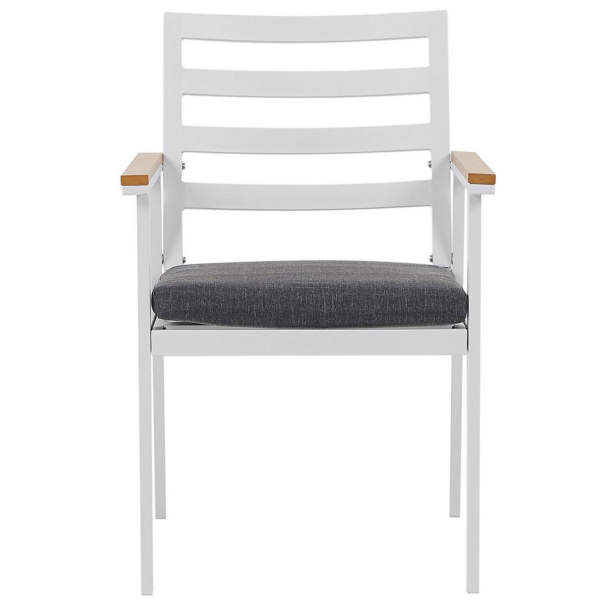 GARTENMÖBEL SET 4-Sitzer Aluminium weiß Auflagen grau Cavoli - Hellbraun/Weiß, Metall - Beliani