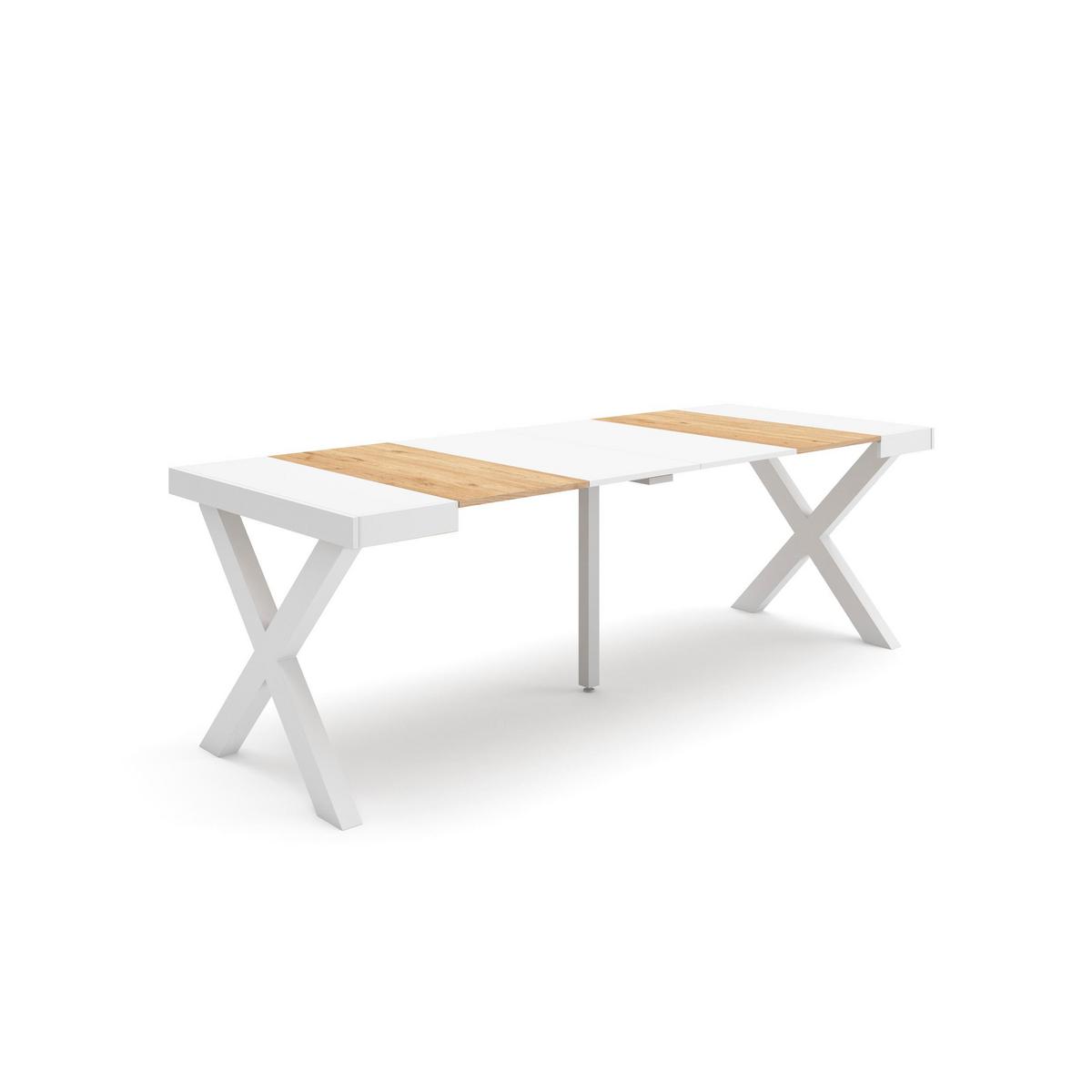 KONSOLENTISCH ausziehbar 58 bis 222cm, für 10 Gäste, eiche weiß, 90/58/73cm - Eichefarben/Multicolor, Holzwerkstoff (90/222/73cm) - Skraut Home
