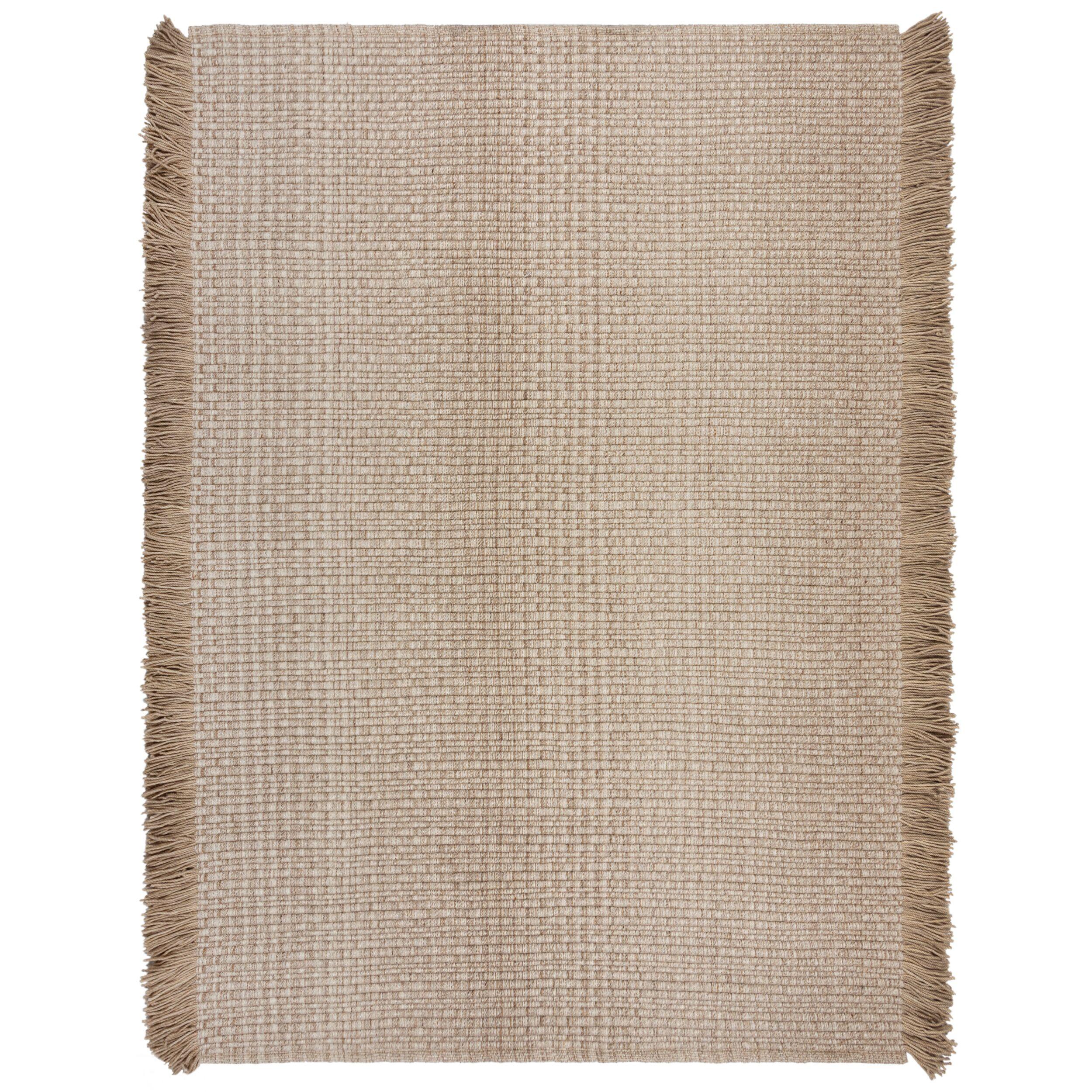 WOLLTEPPICH handgewebt mit Fransen BOYNE, im Landhaus-Stil, Beige, 200 x 290 cm - Beige, Textil (290/200cm) - KADIMA DESIGN