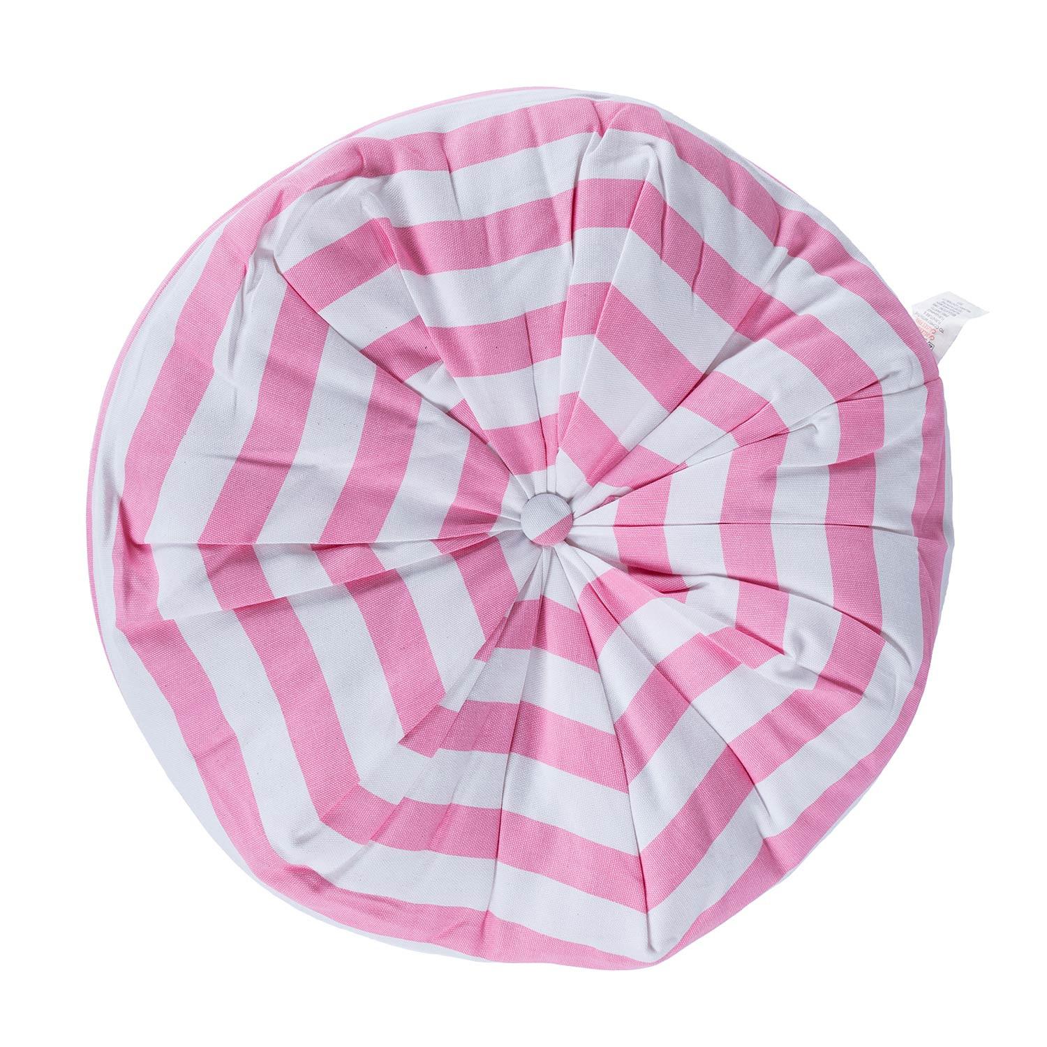 BODENKISSEN rund, rosa-weiß gestreift, Ø 40/15 cm - Rosa, Textil (40/40/15cm) - Homescapes