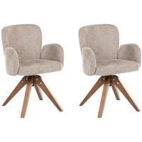 ESSZIMMERSTUHL 2er Set drehbar Stoff Taupe Jean - Taupe, Holz/Textil (64/82/70cm) - Beliani