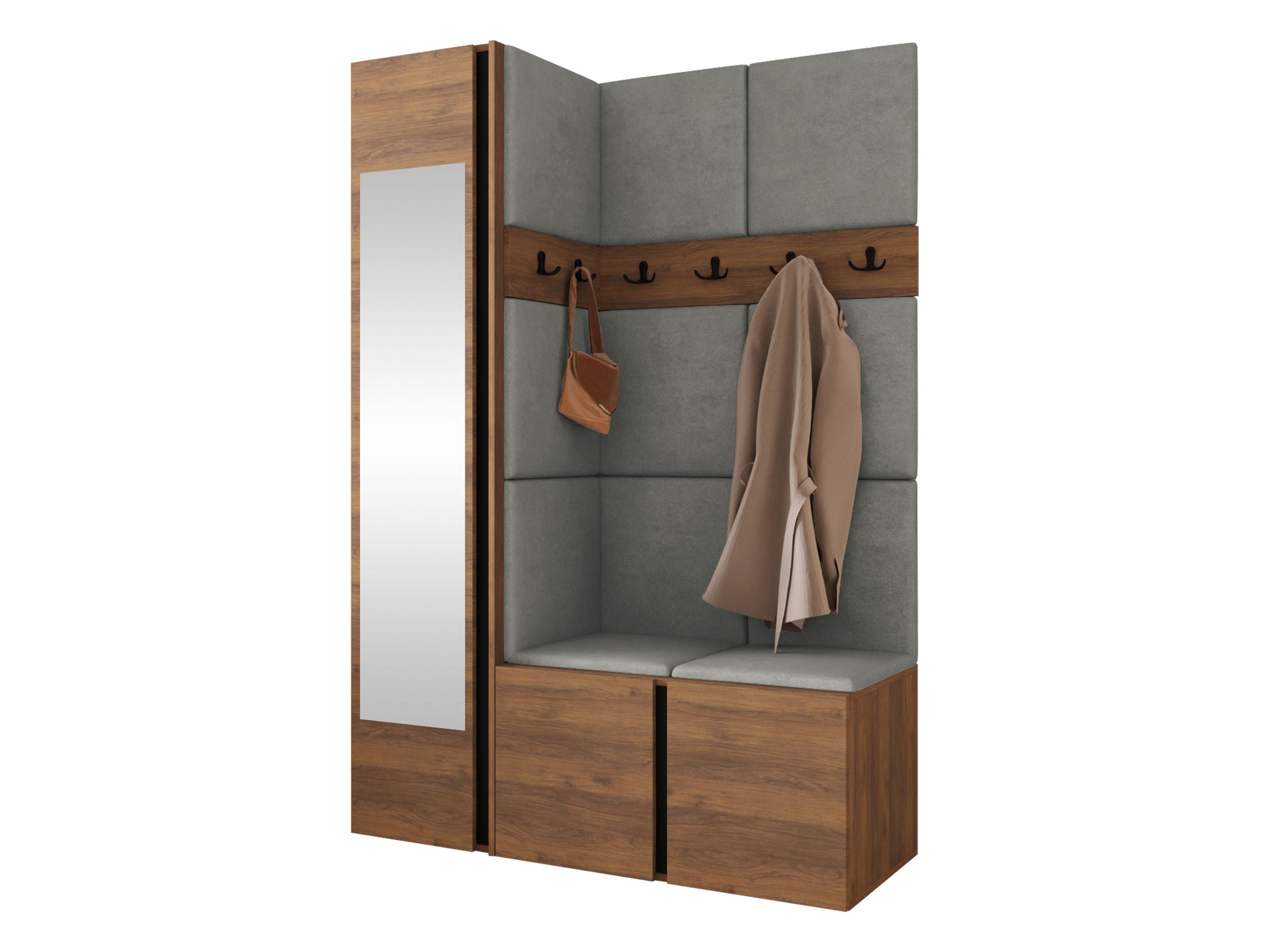 GARDEROBEN-SET Orion X - Nussbaumfarben/Grau, Holzwerkstoff/Kunststoff (124/186/46cm) - MIRJAN24