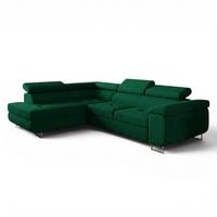 ECKSOFA Jade Mit Schlaffunktion - Dunkelgrün, Holzwerkstoff/Textil (202/275cm) - Fun Möbel