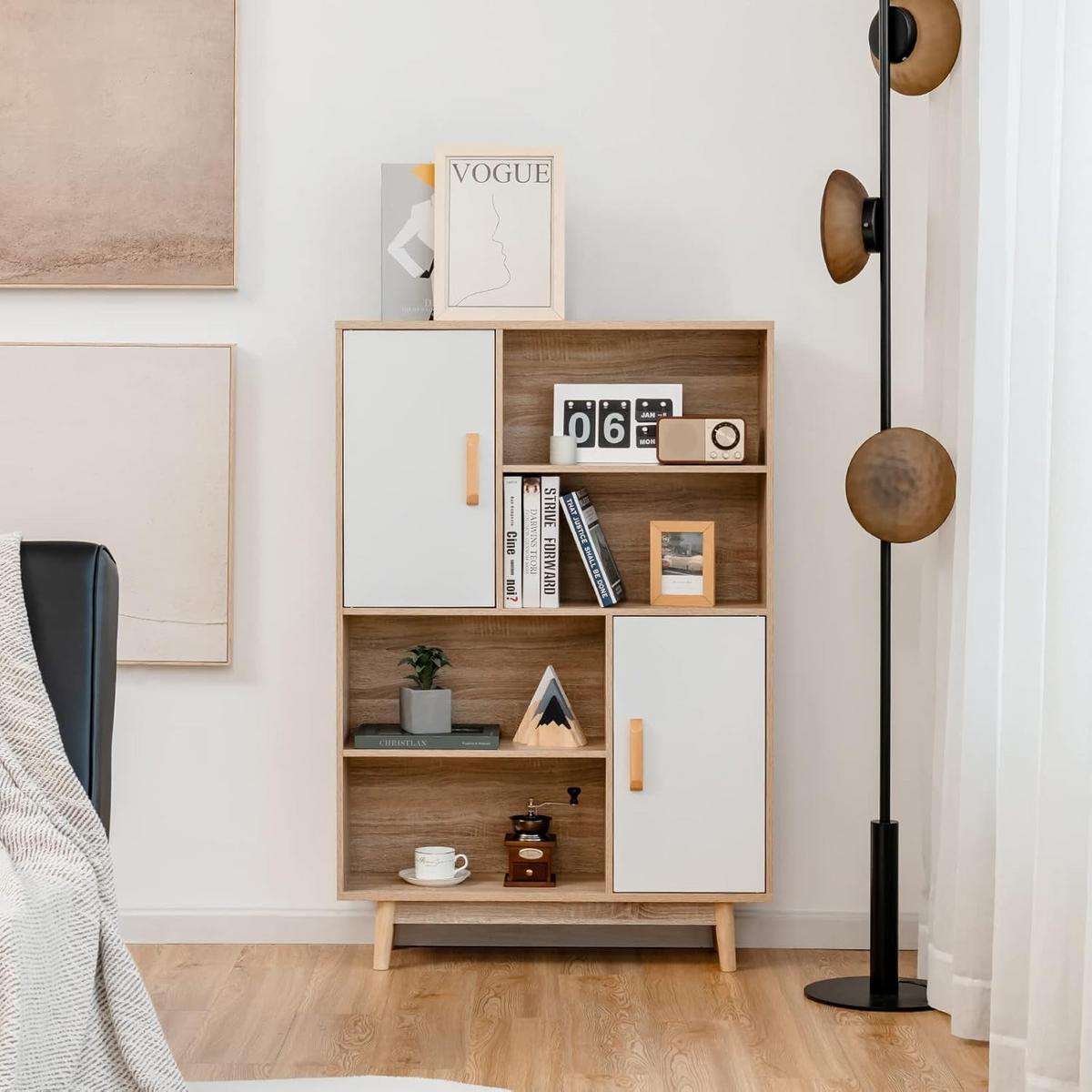 BÜCHERSCHRANK Weiß - Weiß, Holz (80/120/24cm) - COSTWAY