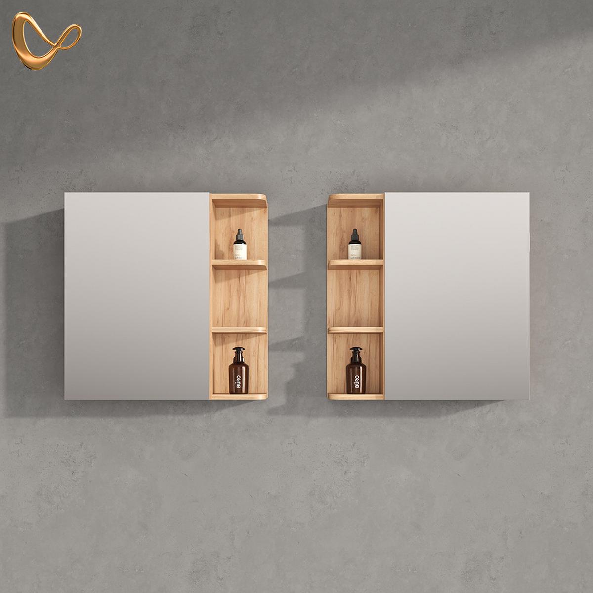 SPIEGELSCHRANK Fucino Goldkraft Eiche 62 x 64 cm - Honigeiche, Holzwerkstoff (62/64/20.8cm) - Livinity®