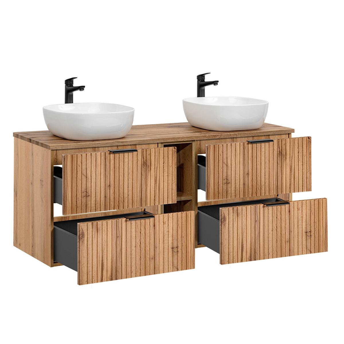 DOPPELWASCHTISCH 140.8cm Adriel Holz - Braun, Holzwerkstoff (140.8/59/46cm) - Petits-meubles