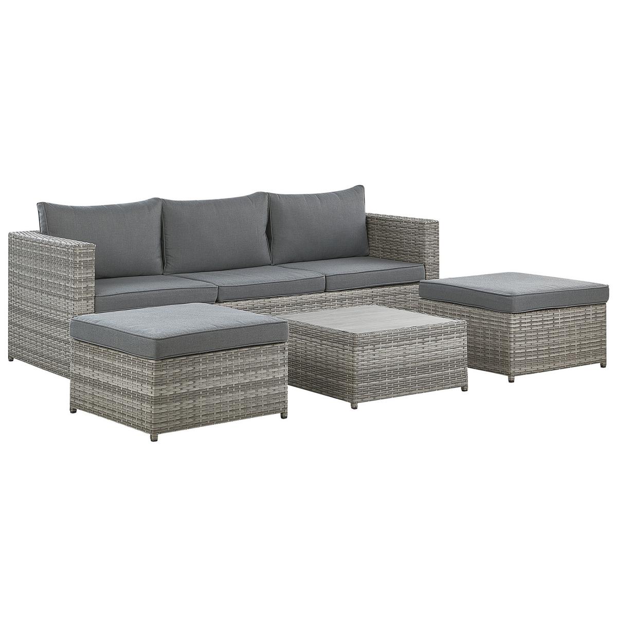 LOUNGE SET 5-Sitzer grau rechtsseitig modular Sabbia - Grau, Kunststoff - Beliani