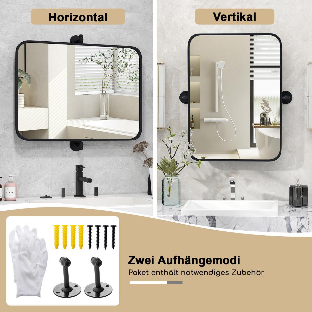 BADEZIMMERSPIEGEL Schwarz - Schwarz, Glas (76.5/2.5/66.5cm) - COSTWAY