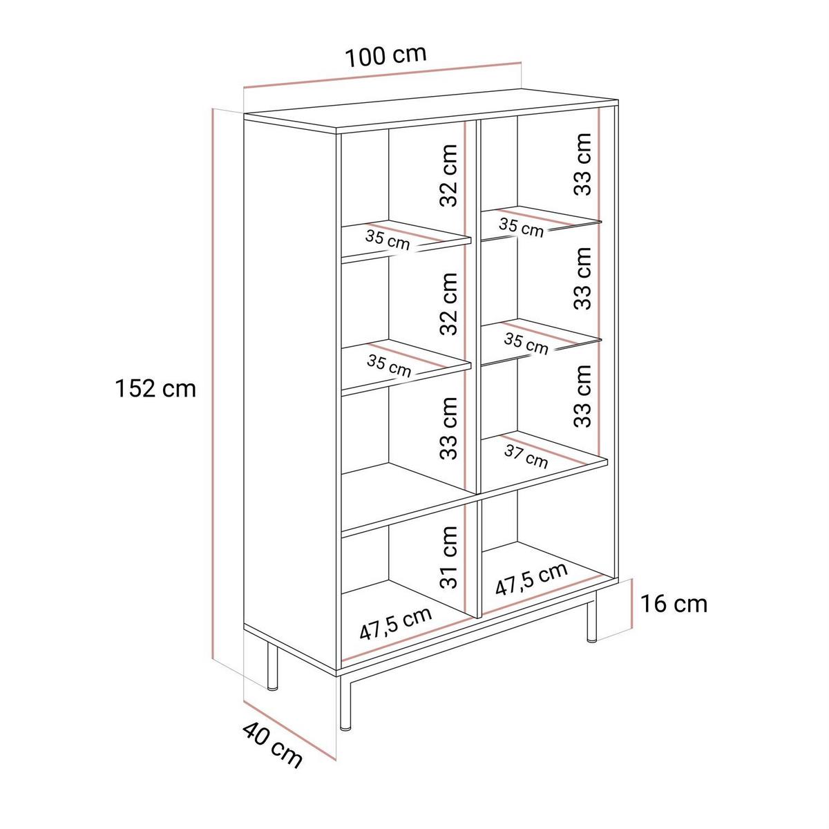 VITRINE FLORENCE 2D1W mit LED-Beleuchtung - Kaschmir, Holzwerkstoff (100/152/40cm) - Lookway