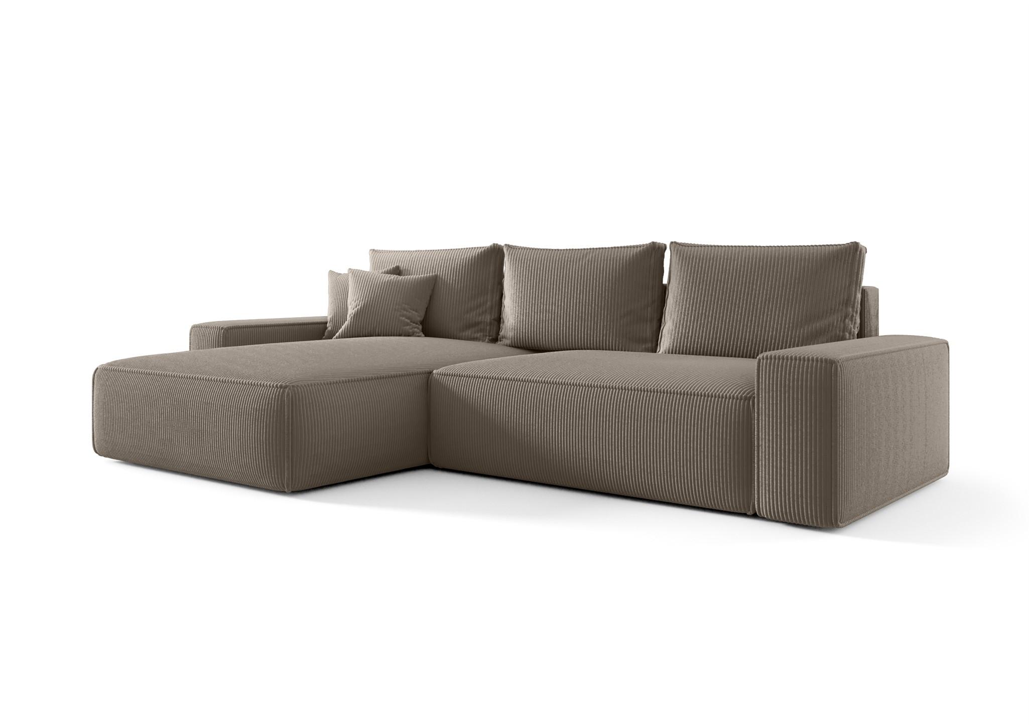 ECKSOFA Walken Mit Schlaffunktion - Hellbraun, Holzwerkstoff/Textil (280/185cm) - Fun Möbel