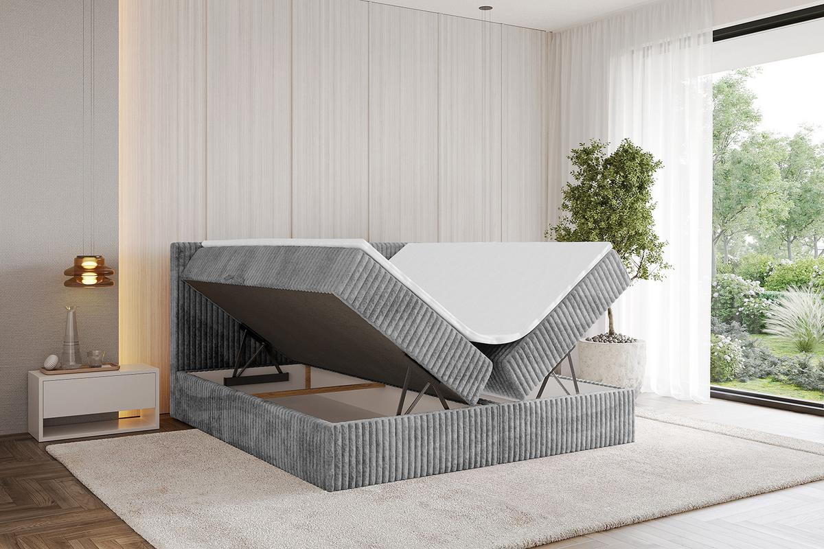 BOXBETT mit Matratze H3 und Lattenrost - TOLO - 140x200 Cord - Hellgrau - Hellgrau, Holzwerkstoff/Kunststoff (140/200cm) - ALTDECOR