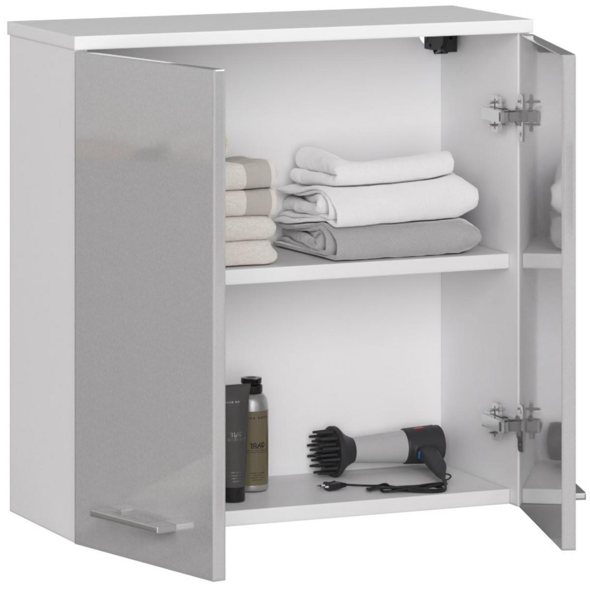 BADKOMMODE Weiß, Metallisch Glanz 60/60/22,5 - Weiß/Grau, Holzwerkstoff (60/60/23cm) - RAUMHIRSCH FURNITURE