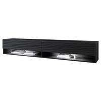 TV-LOWBOARD A180 MDF mit RGB LED Beleuchtung - Schwarz/Graphitfarben, Holzwerkstoff/Kunststoff (180/30/33cm) - MIRJAN24