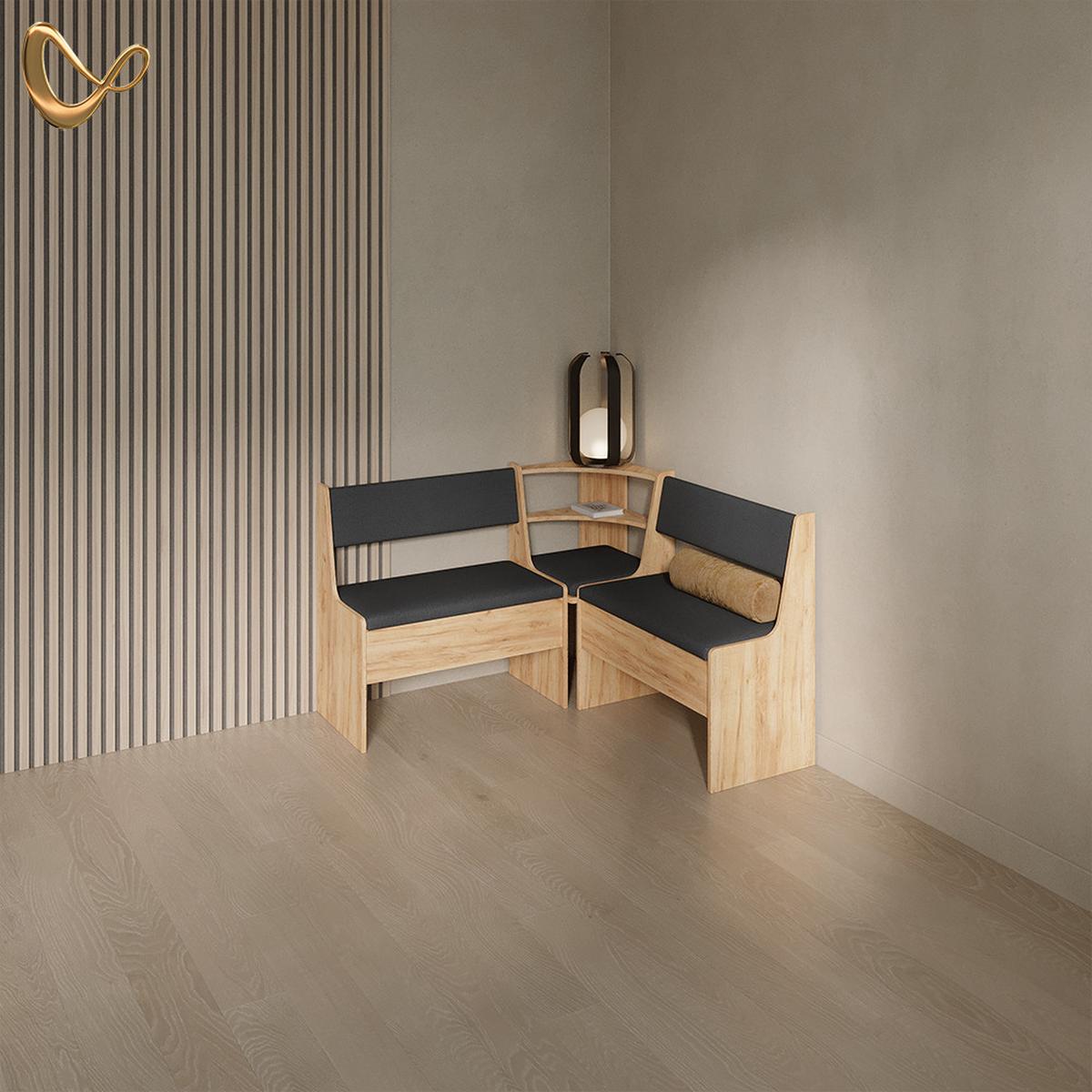 ESSZIMMER-ECKBANK Tiberio Goldkraft Eiche 120 x 120 cm - Honigeiche, Holzwerkstoff (120/120cm) - Livinity®