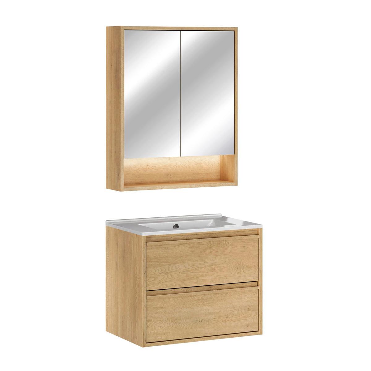 BADMÖBEL 61cm Edmé 2er-Set Holz - Braun, Holzwerkstoff (61/52/46cm) - Petits-meubles