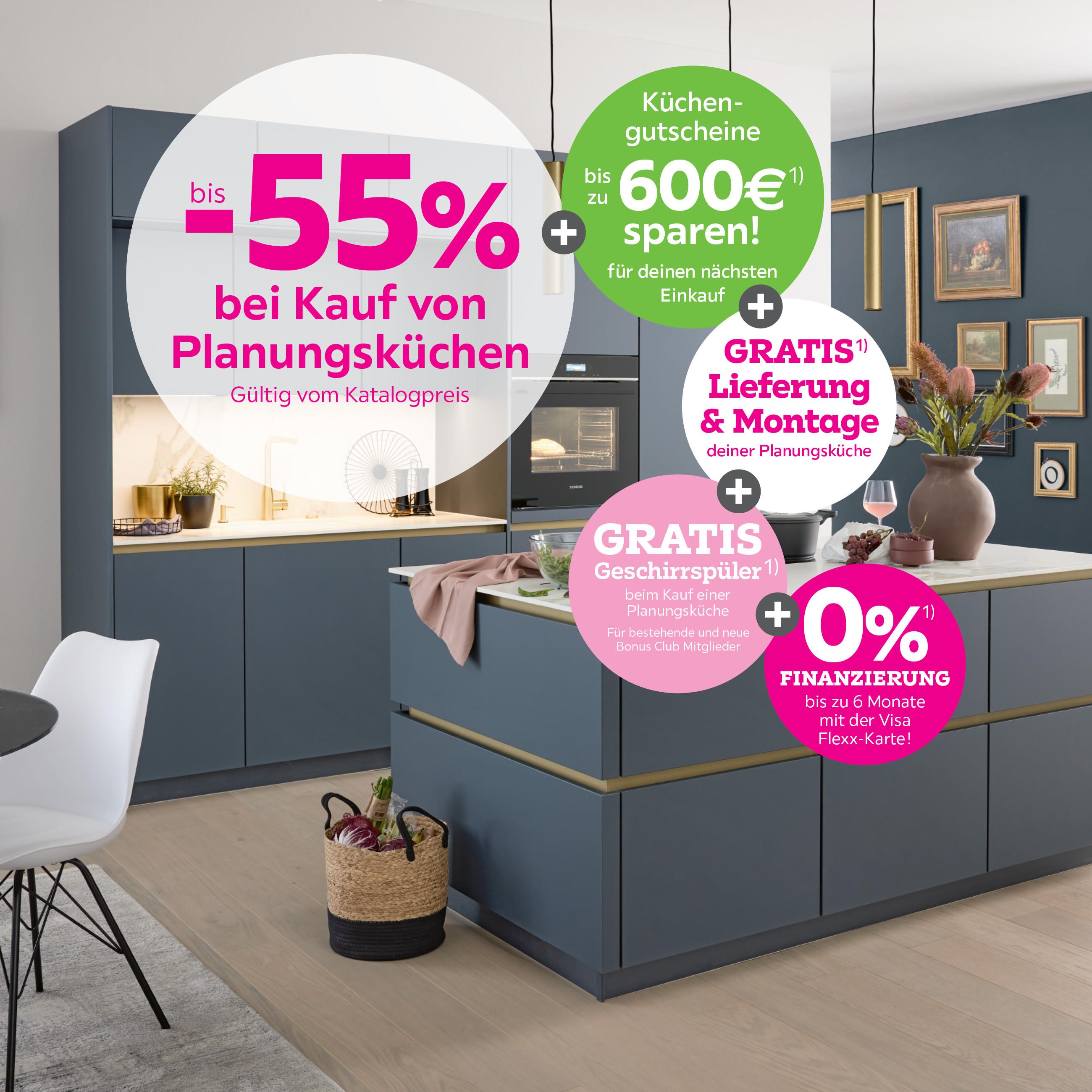bis -55% bei Kauf von Planungsküchen