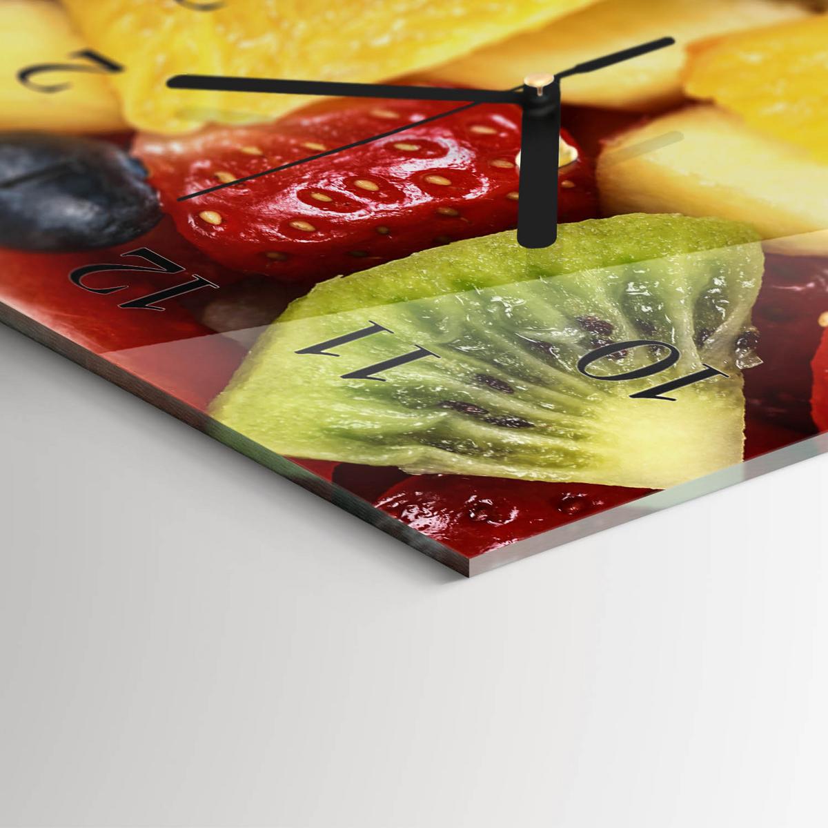 WANDUHR aus Glas 60x30 cm - Obstsalat - Multicolor, Glas (60/30/0.4cm) - TULUP