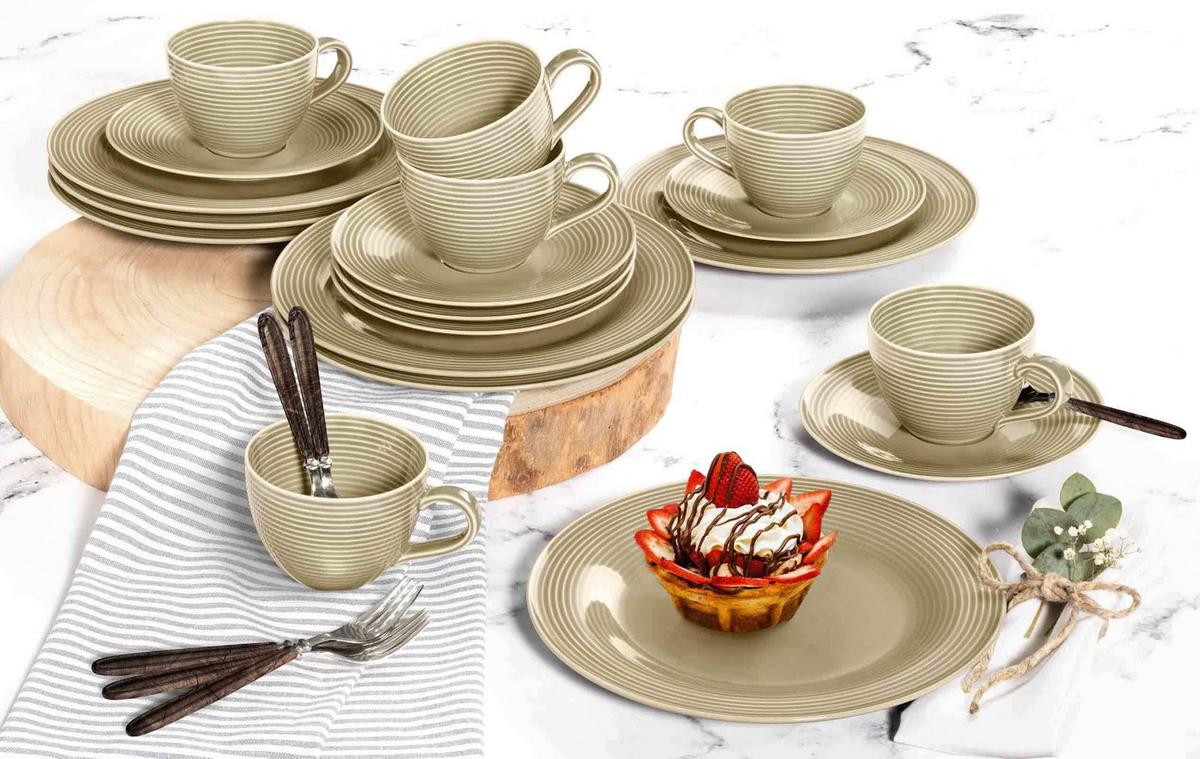 KAFFEESERVICE Beat Color Glaze beige-grau 18-tlg. - Beige/Grau, Keramik (24/18.1/43cm) - Seltmann Weiden