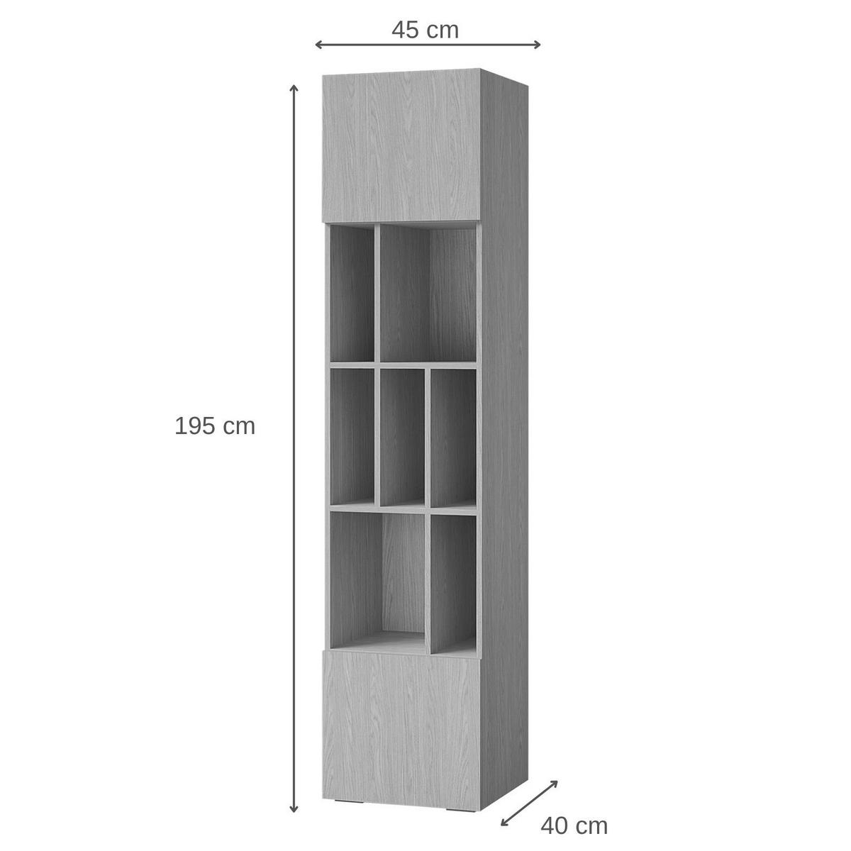 BÜCHERREGAL Largo mit 2 Türen und offenen Fächern, für Jugendzimmer, 45 cm, Frühlings-Eiche - Eichefarben, Holzwerkstoff (45/195/40cm) - Beautysofa