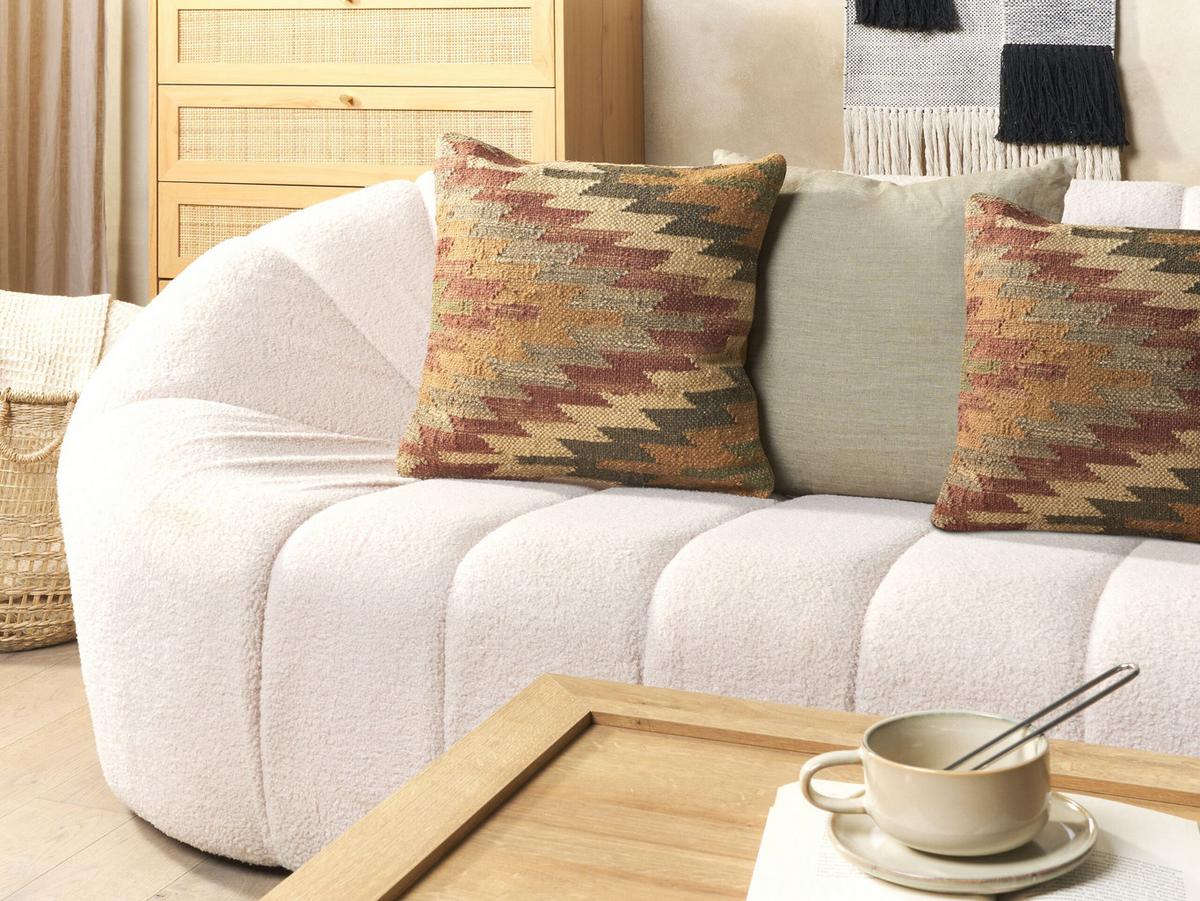 DEKOKISSEN 2er-Set Bunt 45/45 cm Deepor - Multicolor, Naturmaterialien (45/45cm) - Beliani