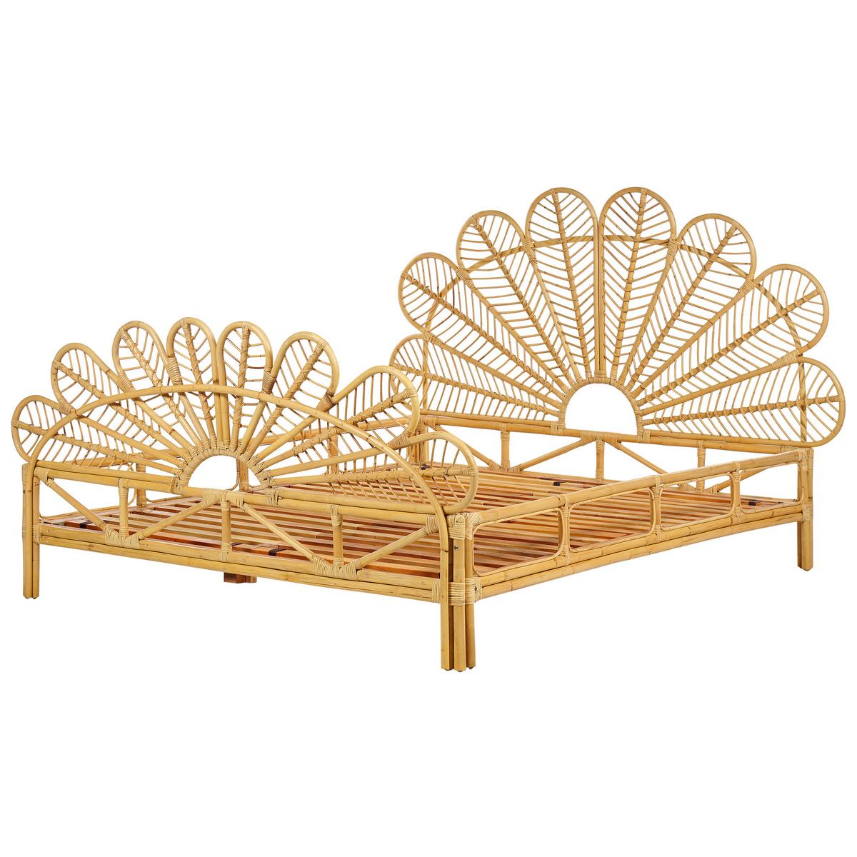 DOPPELBETT 160/200cm Heller Holzfarbton Florentine - Hellbraun, Naturmaterialien (160/200cm) - Beliani