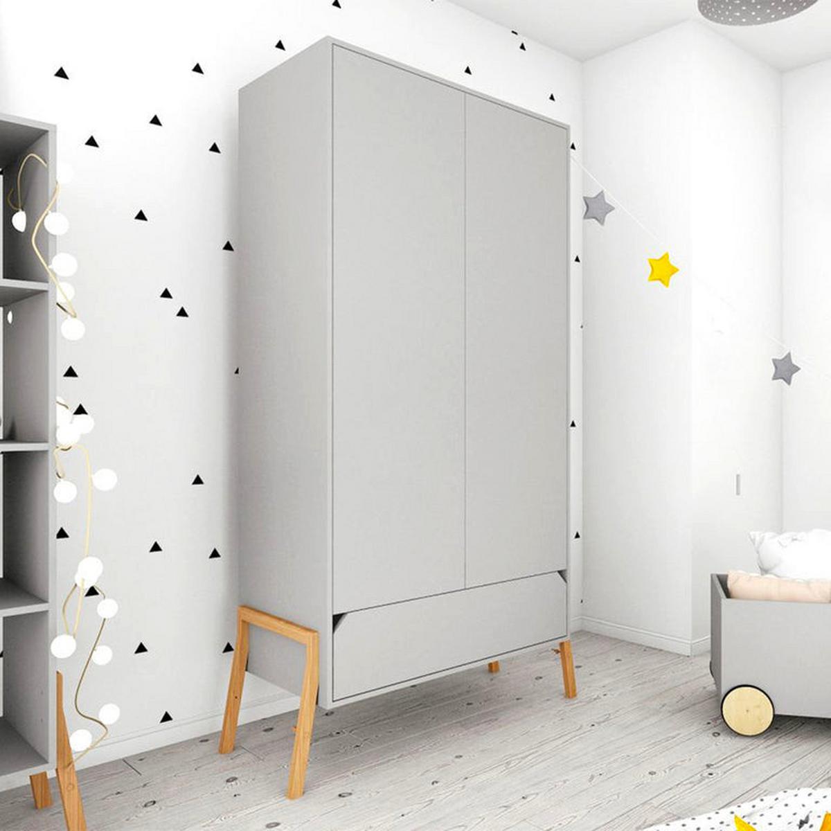 SCHRANK 2 Türen Grau - Grau, Holzwerkstoff (117/199/50cm) - Petits-meubles