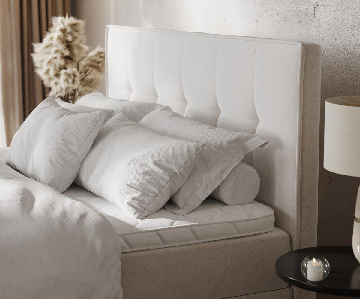 BOXBETT Tivra 200/200 cm Creme im Paros Stoff - Creme/Schwarz, Holz/Holzwerkstoff (200/200cm) - AltaBeds